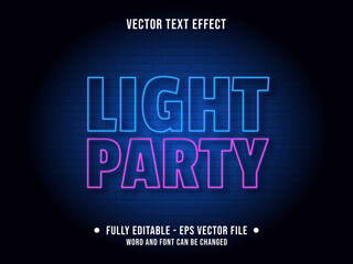 Editable text effect - light party neon blue and pink color gradient modern style