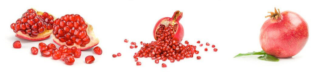 Set of pomegranate isolated over a white background