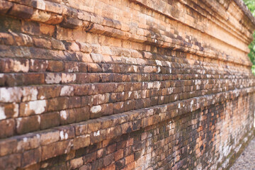 closeup of bricks muaro jambi temple building in province of jambi, Indonesia