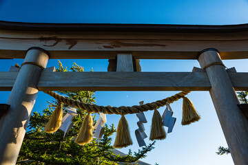 日本　山梨県、冨士山小御嶽神社の鳥居