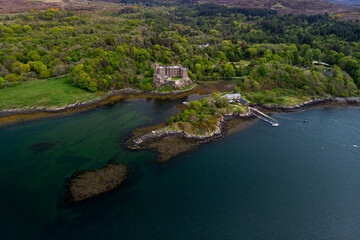 Dunvegan Castle photographed in Scotland, in Europe. Picture made in 2019.