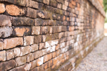 closeup of bricks muaro jambi temple building in province of jambi, Indonesia