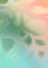 Layers of colorful and vibrant geometrical shapes. Digital illustration of a tech layout. Futuristic design template.