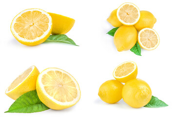 Collection of limons on a white background. Clipping path