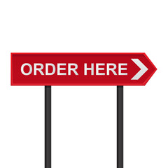 Order here sign vector illustration isolated on white background 