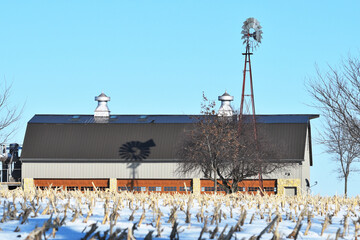 Windmill Shadow on Modern Barn © StevertS