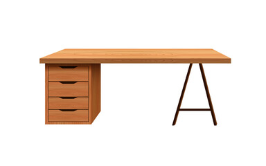 wooden desk table on the white background