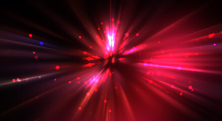 Fototapeta na wymiar Dynamic moving burst of light. Beautiful shinning background of colorful lights. Vibrant energy display of a star with glowing light rays and particles.