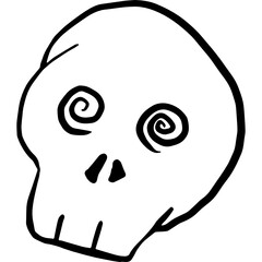 confused doodle skull