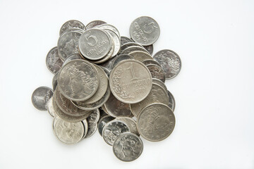 1970年ごろのブラジル硬貨の山盛り