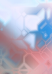 Layers of colorful and vibrant geometrical shapes. Digital illustration of a tech layout. Futuristic design template.