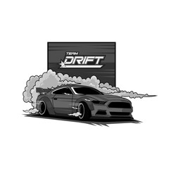 grey car vector drift team © Sherdzain