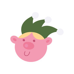 happy merry christmas elf head character