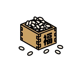 節分　豆まきの豆　升に入った豆