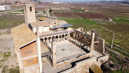 Obraz premium Aerial view of the monastery of Our Lady of Angels. Catalonia. Spain