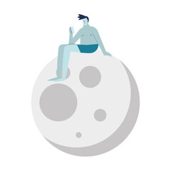 young man with imnsomia in moon character