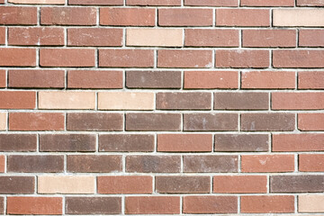 red brick wall background. Minimalist Detail Of Weathered Red Brick Wall, With Bright Sunlight, Backgrounds, Textures. Stock Photograph.