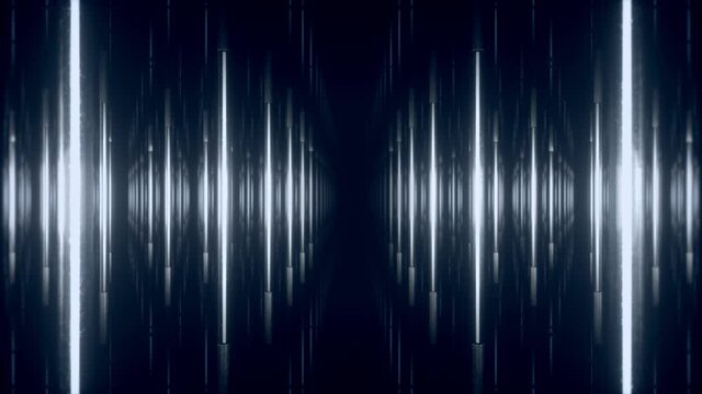 Abstract blue futuristic background. Space from glowing neon light tubes of astera on a black background. Abstract technology. Technology, vj, cinematography concept. Led lamp. 3d loop animation of 4K