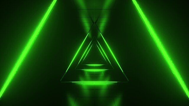 Abstract green futuristic background. Led lamp. Seamless loop 3d animation of 4K