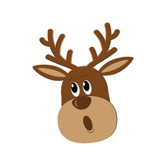 Singing reindeer, isolated color vector illustration in flat style, clipart, design, decoration, icon, sticker