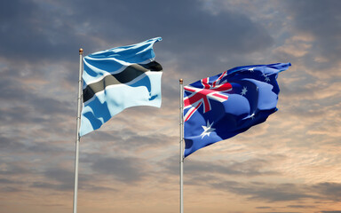 Beautiful national state flags of Australia and Botswana.
