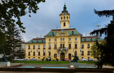 Fototapeta premium Szeged City Hall is famous landmark in Hungary outdoor.