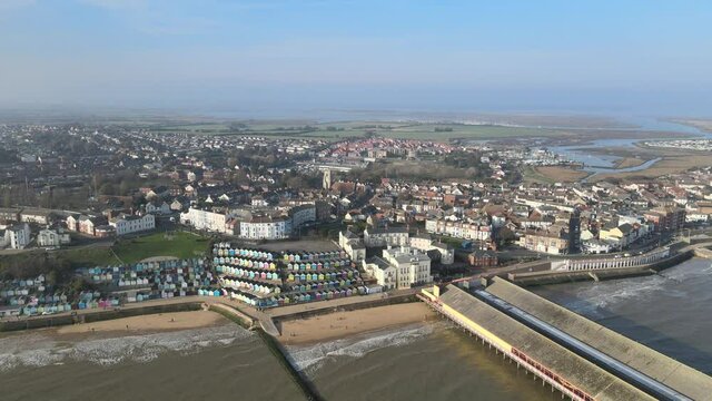 Walton-on-the-Naze pier and town drone 4K footage