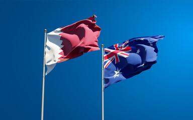 Beautiful national state flags of Qatar and Australia.