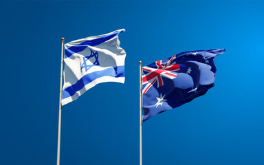 Beautiful national state flags of Israel and Australia.