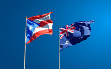 Beautiful national state flags of Puerto Rico and Australia.