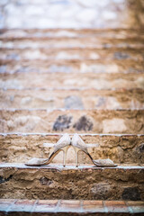 isolated fancy sparkling wedding shoes for bride or bridesmaids