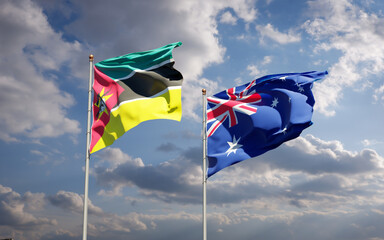 Beautiful national state flags of Mozambique and Australia.