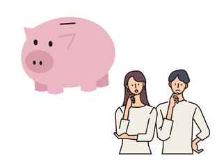 豚の貯金箱と家族のイラスト　お金に関する疑問