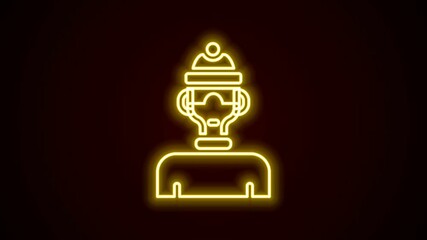 Glowing neon line Winter athlete icon isolated on black background. 4K Video motion graphic animation
