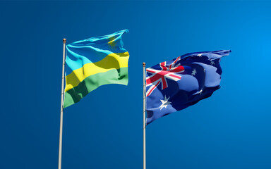 Beautiful national state flags of Rwanda and Australia.
