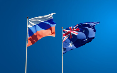 Beautiful national state flags of Russia and Australia.