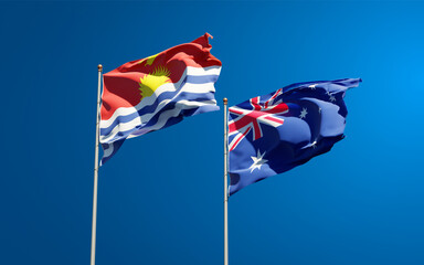 Beautiful national state flags of Kiribati and Australia.