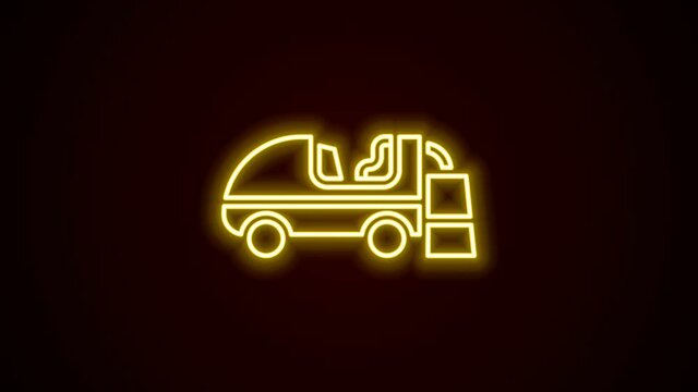 Glowing neon line Ice resurfacer icon isolated on black background. Ice resurfacing machine on rink. Cleaner for ice rink and stadium. 4K Video motion graphic animation