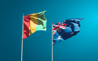 Beautiful national state flags of Guinea and Australia.