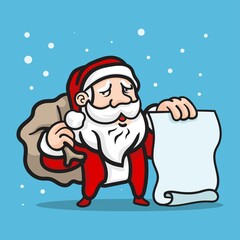 Christmas character holding blank banner. vector illustration