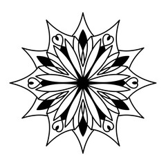 Obraz premium Vector hand drawn mandala Snowflakes. Winter Snow Flakes Doodles. For design