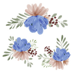 Watercolor floral arrangement collection hand painted style