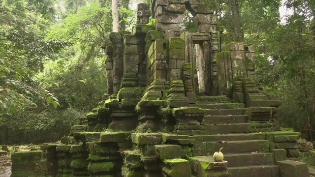 Ancient green mossy Mangalartha is a small Hindu temple in Angkor Thom