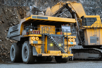Excavator loads ore into a dump truck. © CjVitoS