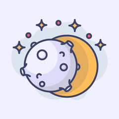 Space Icon, moon, sun, eclipse, galaxy, space, astronomy, premium vector icon