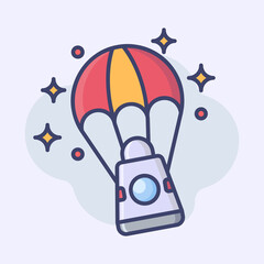 Space Icon, parachute, apollo, landing, astronaut, galaxy, space, astronomy, premium vector icon