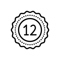 Black line icon for twelve