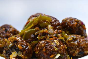Gobi Manchurian dry - Popular street food of India made of cauliflower florets
