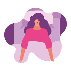 young woman with imnsomia in bed character