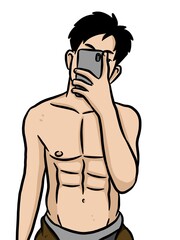 Fototapeta premium cartoon cute man on white background